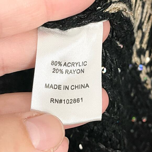 ADORE Cardigan Womens S Black Floral Sequins Open Front Sleeveless Sweater NWT - Picture 8 of 11